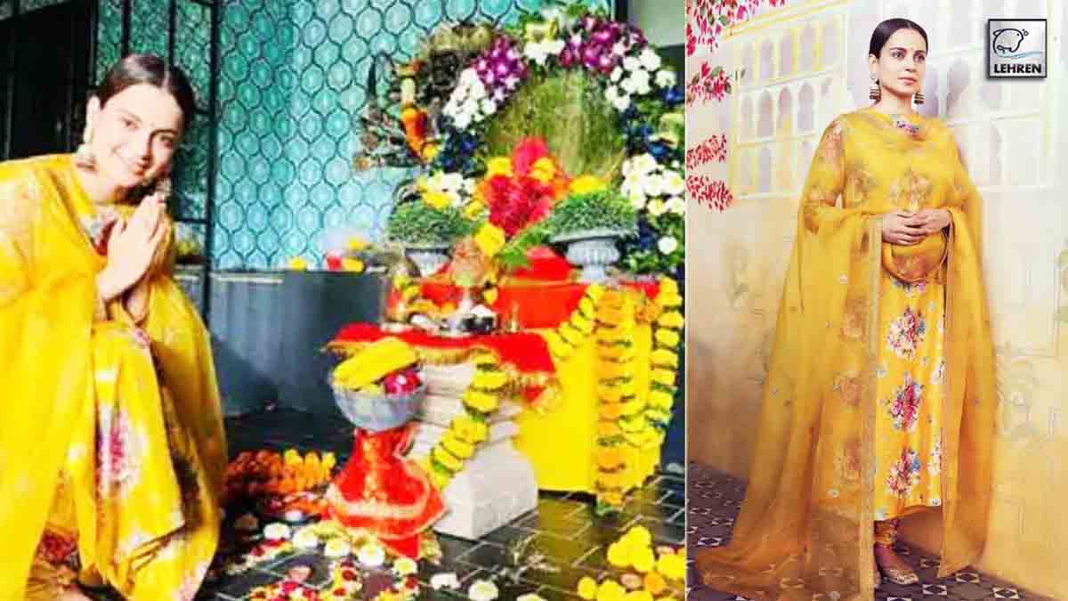 Kangana Ranaut Took Blessing Of Lord Ganpati At Her Brother's Home
