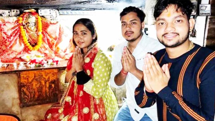 Kajal Raghwani and Ankush Raja first day of Navratri took blessings of Mother Goddess