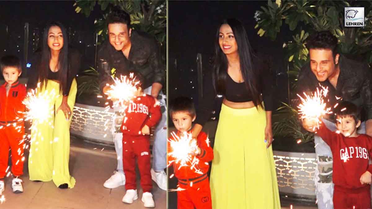 Krishna Abhishek And Kashmira Shah Along With Their Kids Celebrated Pre Diwali Enjoyed With Media Watch VIDEO