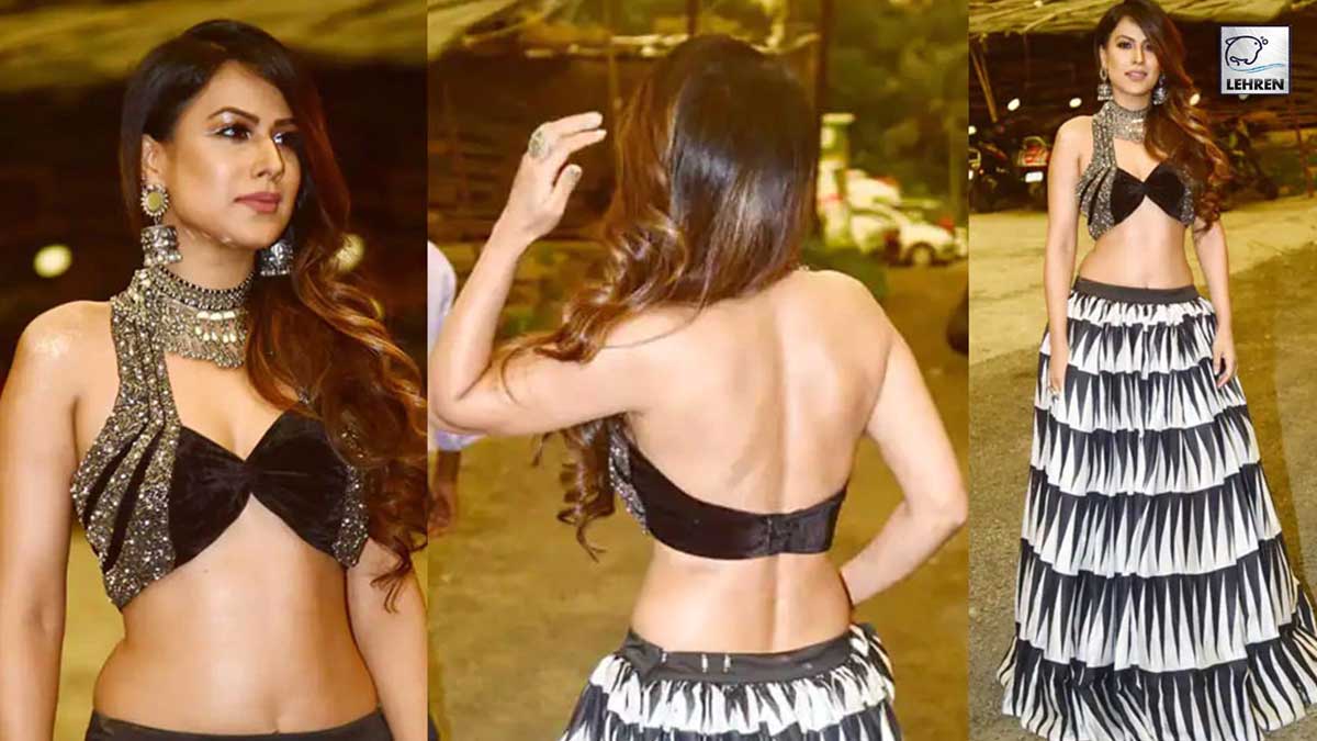 Nia Sharma Looks Bold And Sizzling In Black And White Lehenga With Silver Jewellery