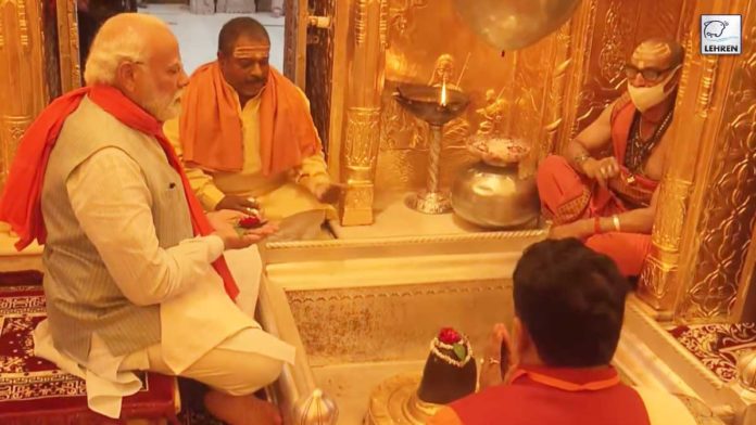 pm-modi-arrived-at-kashi-vishwanath-temple-performs-special-workship-for-victory