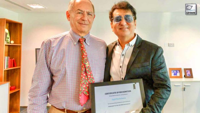 sajid-nadiadwala-receives-certificate-of-recognition-as-ambassador-for-indo-abu-dhabi-entertainment