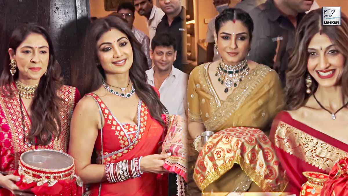 Shilpa Shetty Raveena N Others Spotted At Anil Kapoors House For Karwa Chauth Celebration