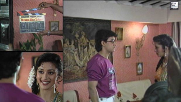 Aamir Khan, Madhuri Dixit On The Sets Of 'Deewana Mujh Sa Nahin' (1990)