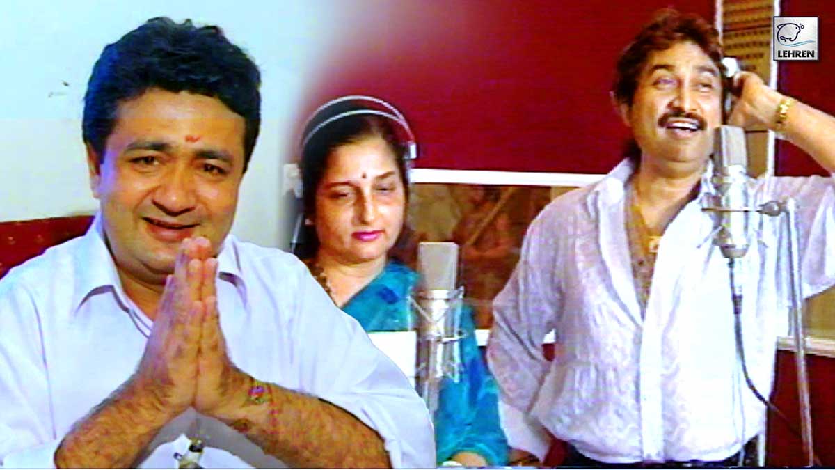Gulshan Kumar Kumar Sanu Anuradha Paudwal At Song Recording Dil Hai Ki Manta Nahin