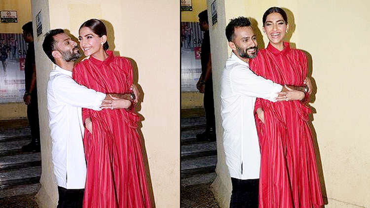 Anand Ahuja Showers love on wife Sonam Kapoor at The Zoya Factor screening