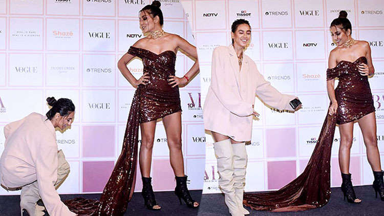 Shibani Dandekar's cute gesture towards her friend at Vogue Beauty Awards 2019