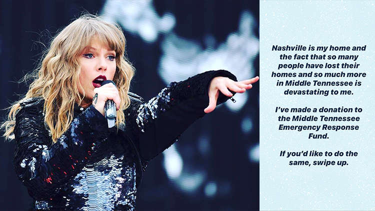 Taylor Swift Donates $1 Million to Tennessee Tornado Relief Says "Nashville is my home"