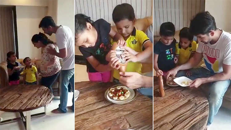Jay Bhanushali Along With His Kids Surprised Mahhi Vij With A Pan Cake