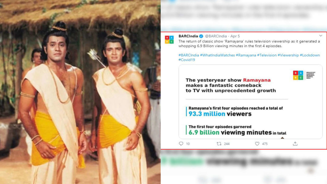 The Epic Teleserial “Ramayan” Re-Run On Doordarshan Rules TV Viewership With 93.3 Million Viewers