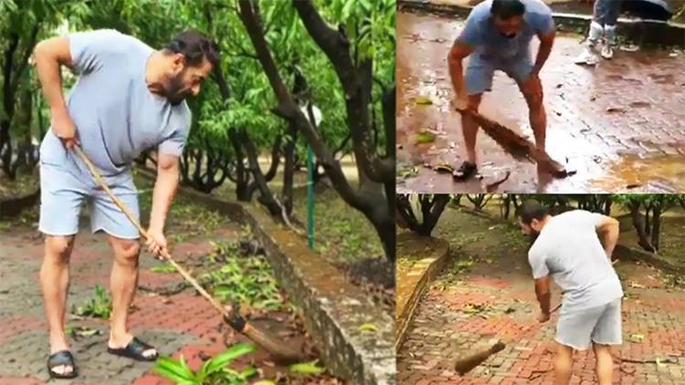 Watch Salman Khan cleaning his farmhouse after Cyclone