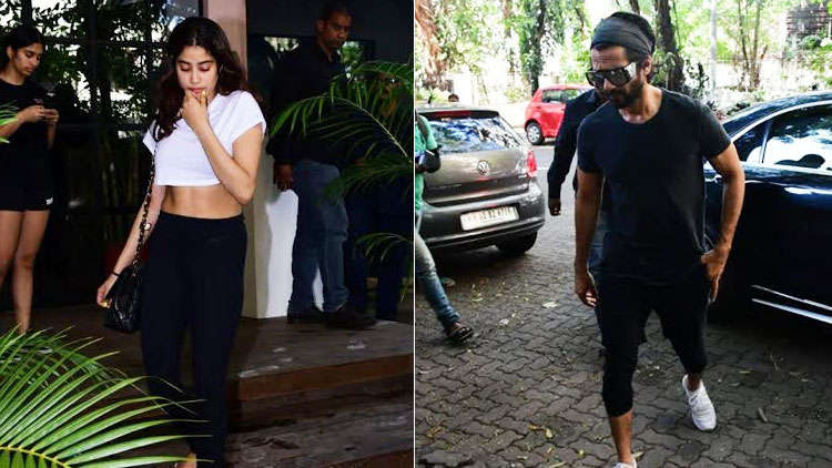 Janhvi Kapoor flaunts her toned midriff while Shahid Kapoor is all pumped up as they hits the gym