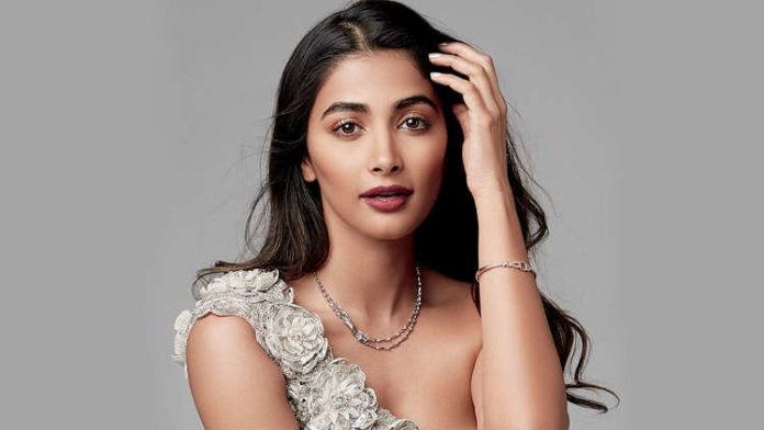 Pooja Hegde styled her Silver Lehanga with Diamond Jewelry