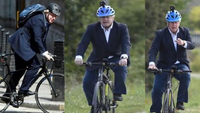 UK Prime Minister Boris Johnson rides made-in-India cycle at launch of health scheme
