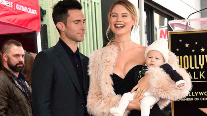Adam Levine celebrates Hollywood Walk Of Fame with Behati Prinsloo and Dusty Rose