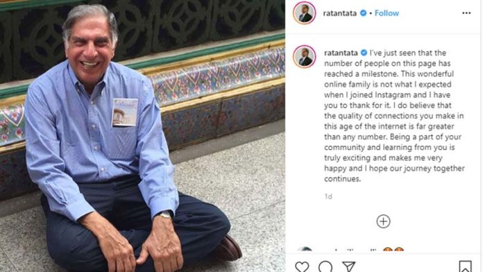 82-year-old Ratan Tata hits 1 million followers on Instagram within 4 months