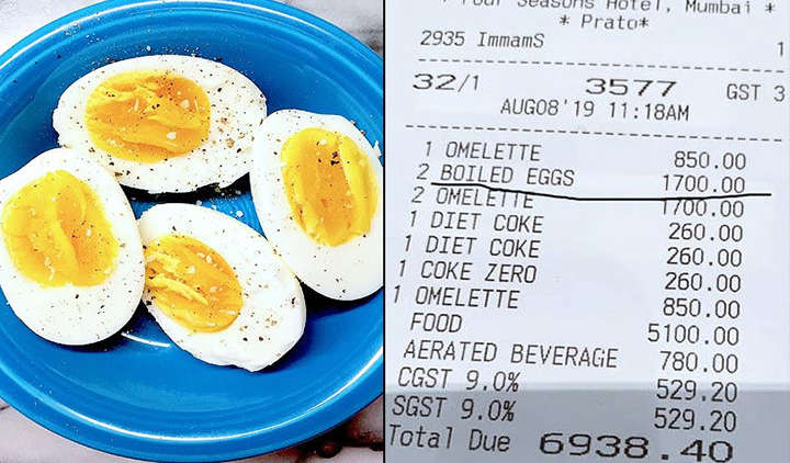 Mumbai's Four Seasons hotel charges ₹ 1700 for two boiled eggs