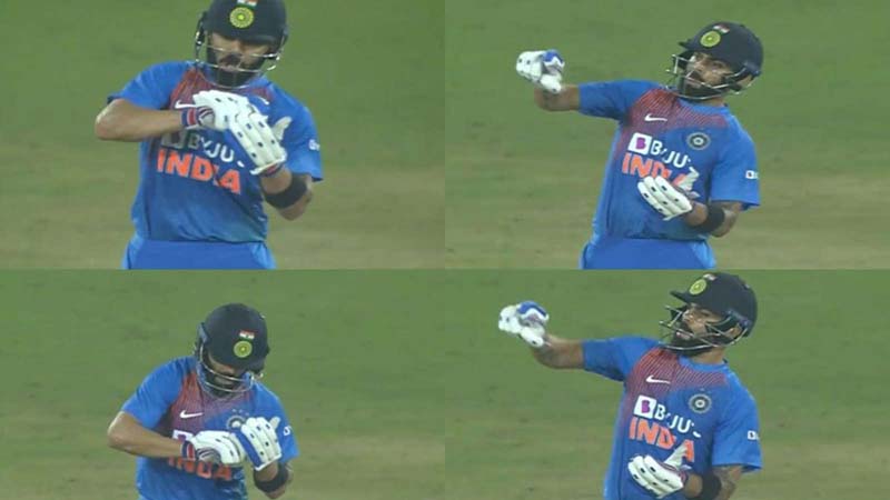 Kohli mocks WI bowler by imitating his 'notebook' celebration after slamming 6