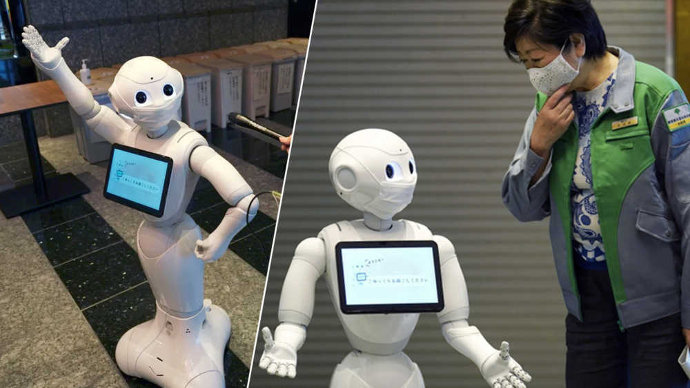 Mask-wearing robots greet COVID-19 patients in Japan hotels