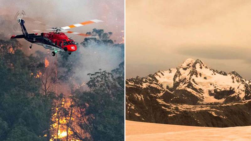 New Zealand glaciers turn brown due to Australian bushfires