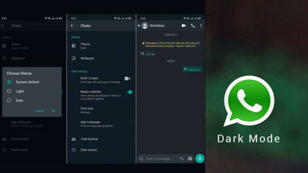 WhatsApp rolls out Dark Mode in latest beta version on Android