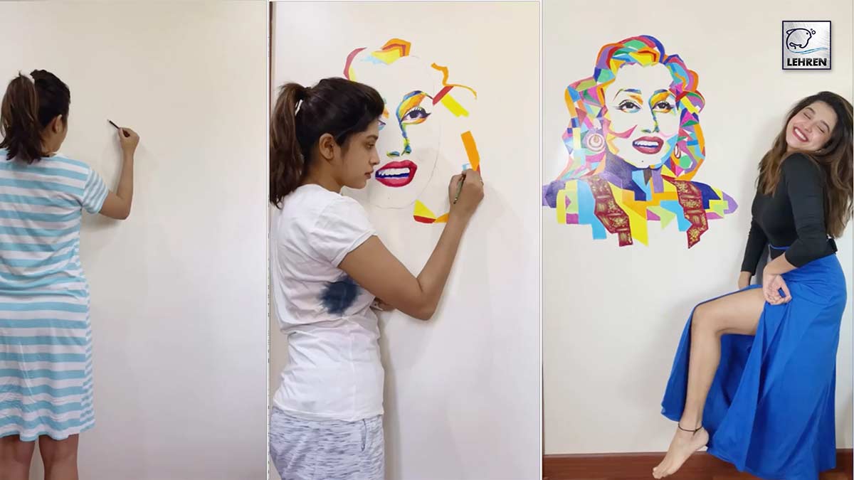 Sanskruti Balgude Enjoys Wall Painting; Paints Madhubala's Picture On The Wall