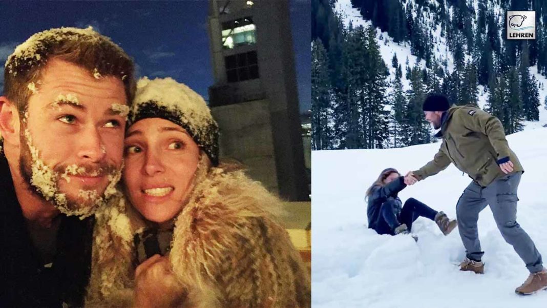 Chris Hemsworth Pushes His Wife Into The Snow In A Hilarious Video