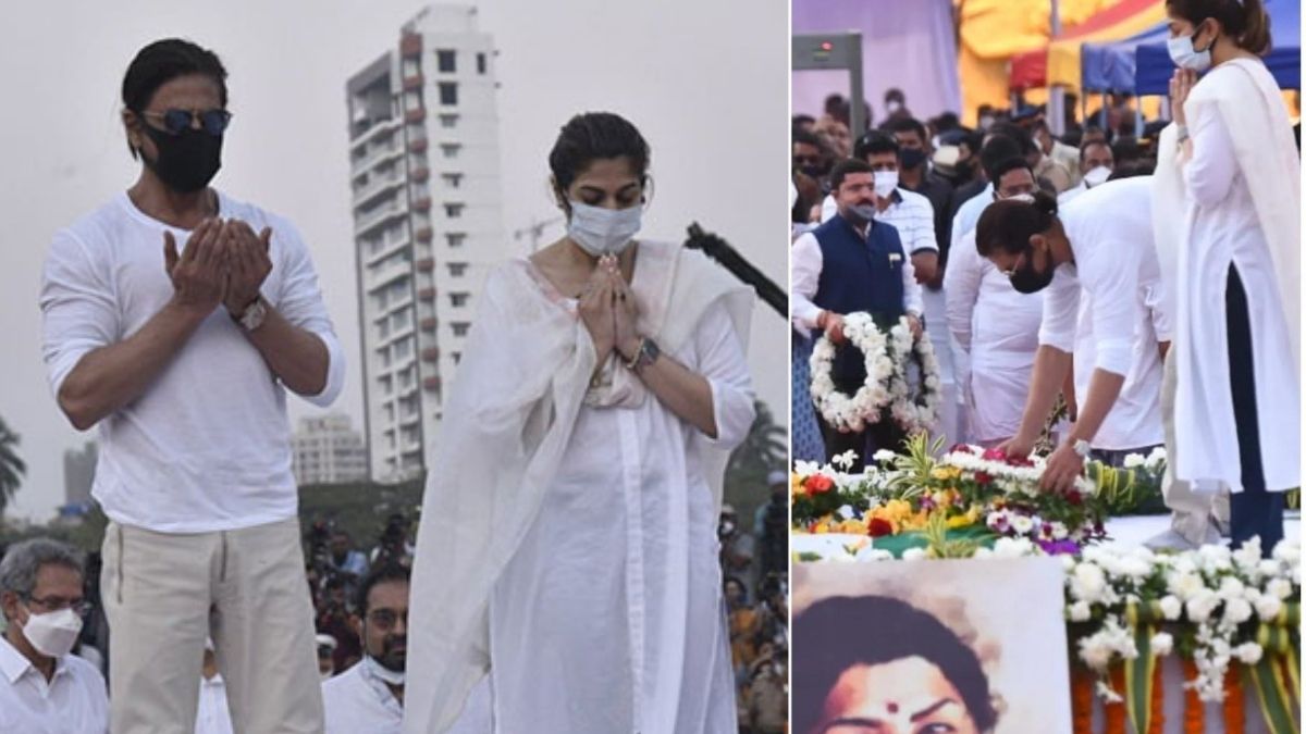 Lata Mangeshkar Funeral Shahrukh Khan Touched Her Feet, Offered Dua