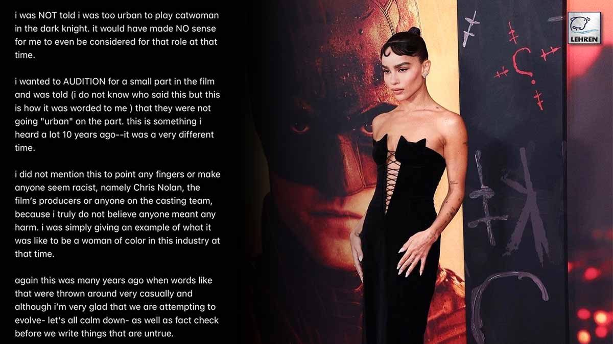 Zoe Kravitz Clarifies Her Comment About The Dark Knight Rises' Rejection