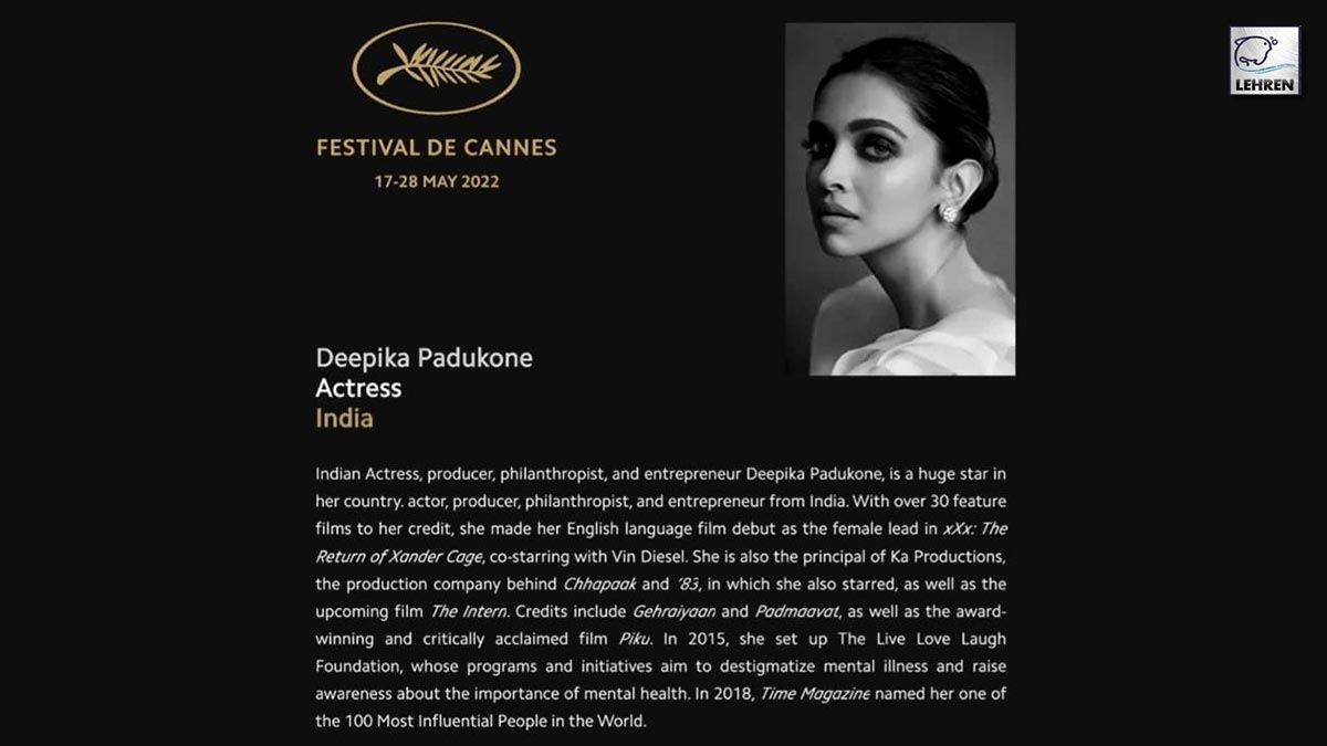 1200px x 675px - Deepika Padukone On The 75th Cannes Film Festival jury!