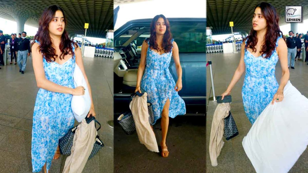 janhvi kapoor carries a pillow to airport