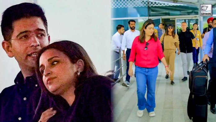 priyanka chopra at delhi airport for parineeti chopra engagement