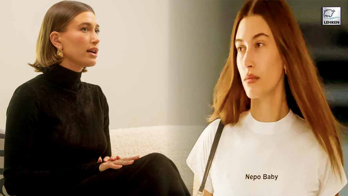 hailey bieber reacts to the nepo Baby t shirt