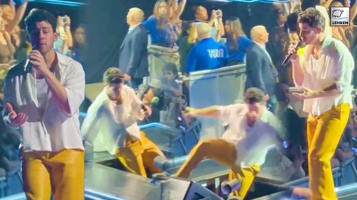 nick jonas falls offstage during concert video goes viral