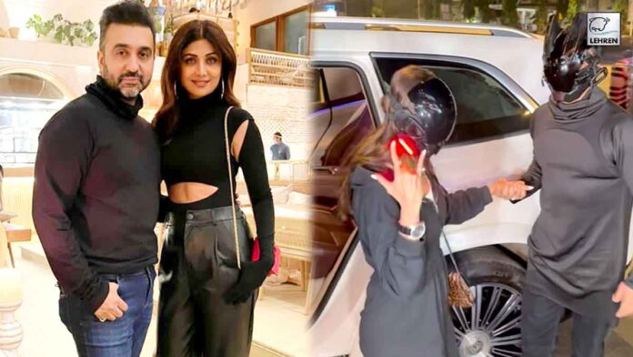 shilpa shetty and raj kundra in mask