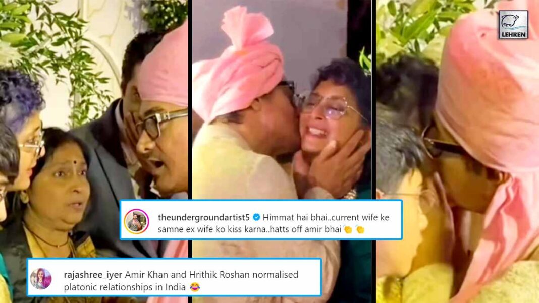 aamir khan kisses ex wife kiran rao at ira khan wedding netizens react
