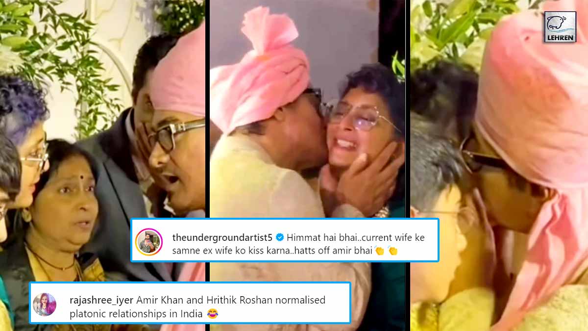 aamir khan kisses ex wife kiran rao at ira khan wedding netizens react