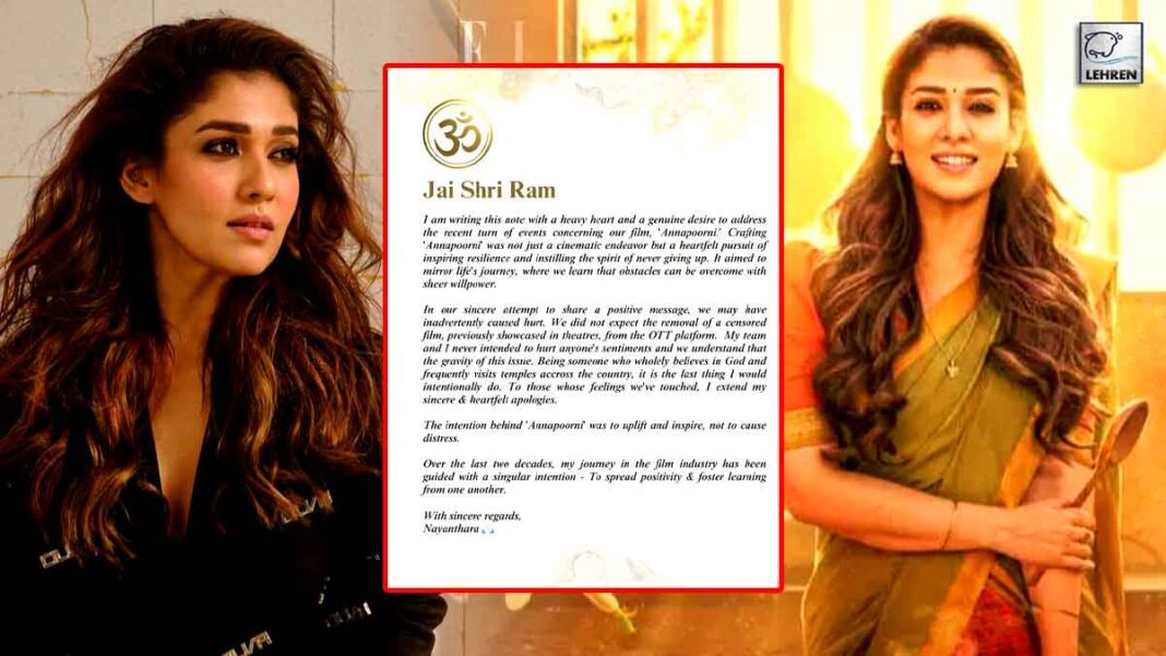 nayanthara breaks silence on annapoorani controversy