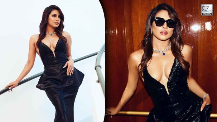 Priyanka Chopra plunging-neck gown and Bvlgari jewels at Rome